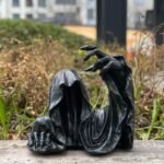 Grim Reaper Sitting Statue Gothic Scary Art Decor Black Robe Mystery Man Creepy ... - Image 2