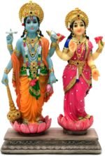 Hindu God Lakshmi Narayan Statue - 8.8” H Laxmi Narayan Sculpture Indian Diwali ... - Image 2