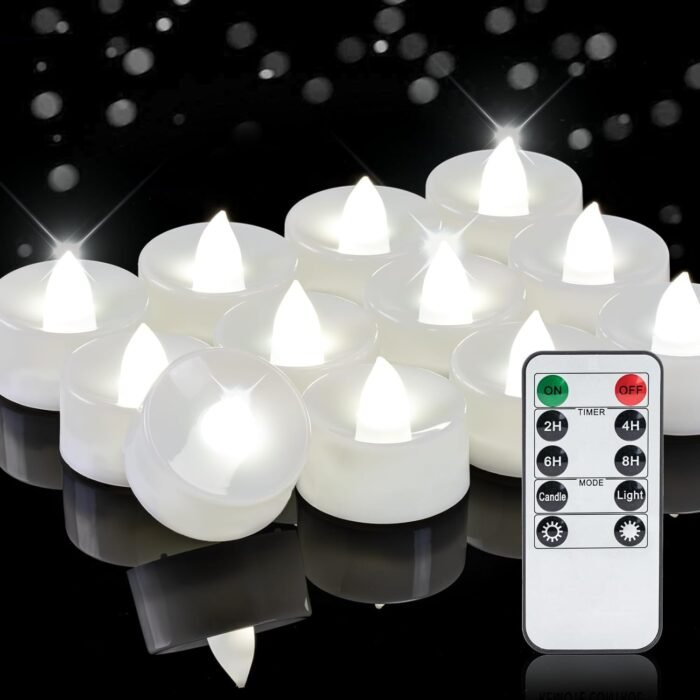 Homemory 12pcs Flameless LED Tea Lights with Remote & Timer, 400+Hours Realistic... - Image 2