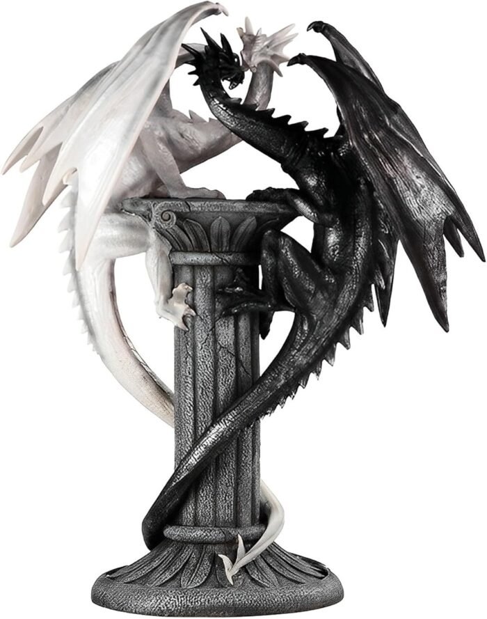ICE ARMOR 19.5" H Medieval Black and White Dragons Statue Fantasy Decoration Fig... - Image 2