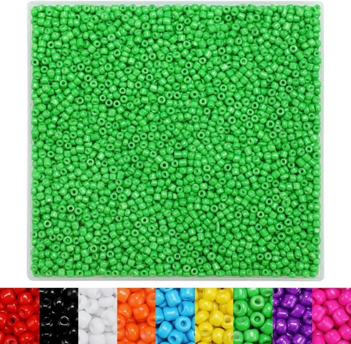 IOOLEEM Light Green Glass Beads, 4000+pcs 3mm, Ideal for Jewelry & Bracelets - Image 2