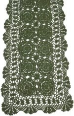KEPSWET Cotton Handmade Crochet Lace Table Runner Olive Green Rectangle Coffee T... - Image 2