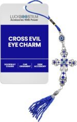 LUCKBOOSTIUM Cross Evil Eye Car Charm - Rearview Mirror Hanging Ornament, Crysta... - Image 2