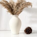 LUKA Ceramic Rustic Farmhouse Vase, 9.2 inch Whitewashed Terracotta Vase, Potter... - Image 2
