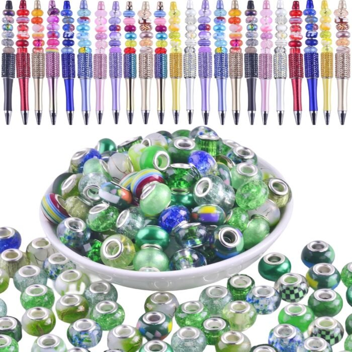 Large Hole Beads for Jewelry Making 120pcs 14mm Large Hole Murano Glass Beads fo... - Image 2
