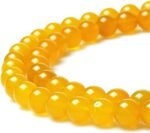 MJDCB 7A Round Natural Yellow Agate Beads Stone Loose Beads for Necklace Bracele... - Image 2
