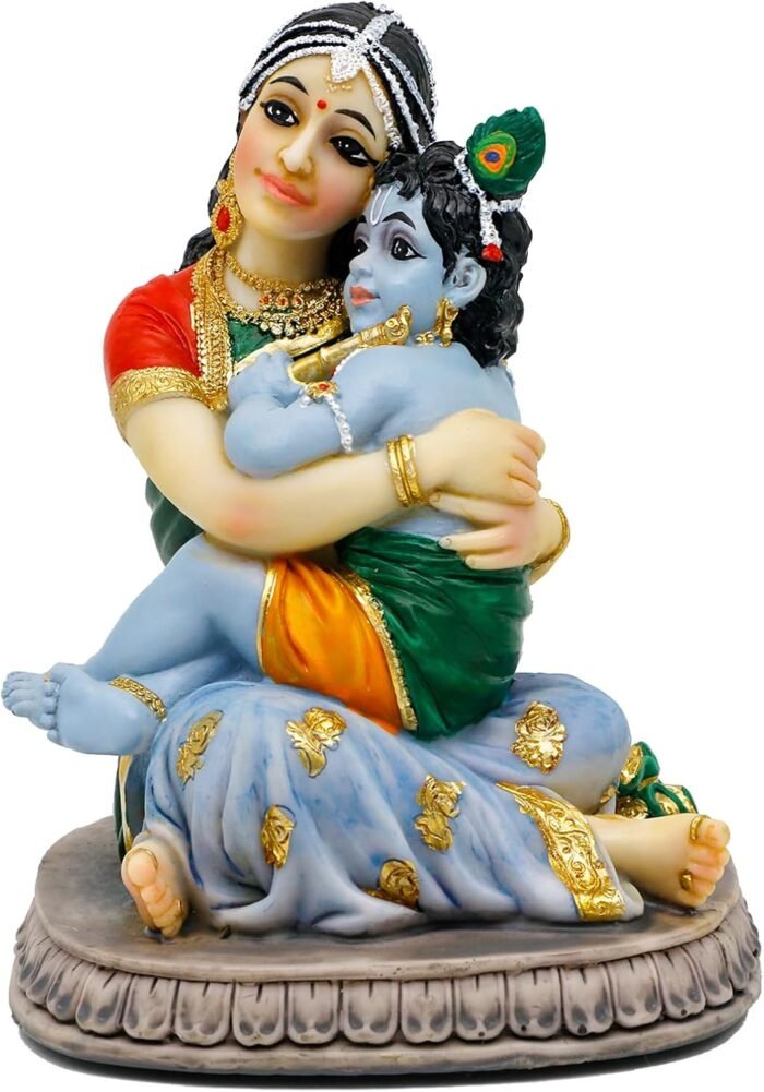 Maa Yashoda Krishna Murti Statue - 5.7” Hindu God Lord Krishna Idol Gift for Dev... - Image 2