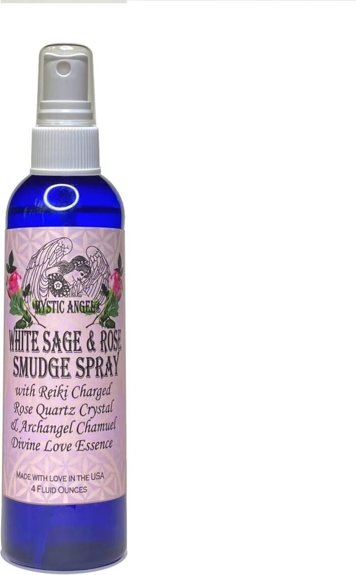 Mystic Angel White Sage & Rose Smudge Spray (4 oz.) with Reiki Charged Rose Quar... - Image 2