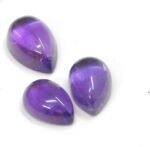 Natural Amethyst Pear Shape Cabochon Loose Gemstone 3pcs Box For Making Earrings... - Image 2