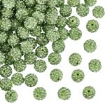 PandaHall 100pcs Green Rhinestone 10mm Disco Ball Round Crystal Beads for Neckla... - Image 2