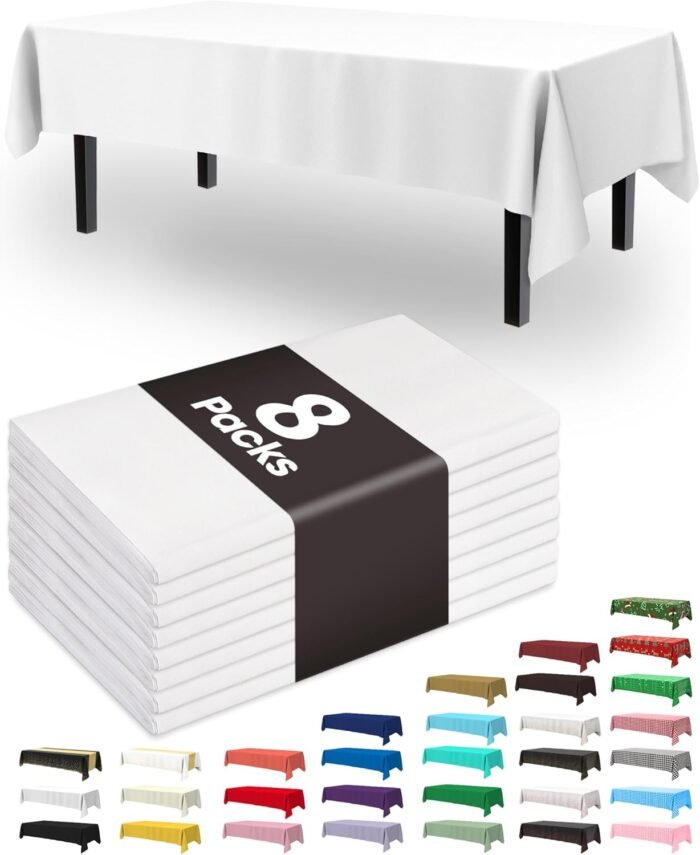 Pureegg Plastic Table Cloth Disposable - 8 Packs, Table Cloth for Retangle Table... - Image 2