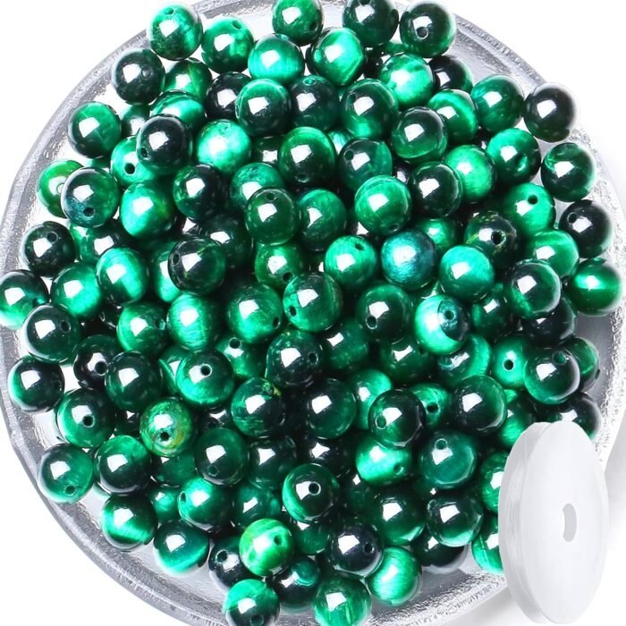 QINJIEJIE 60PCS Green Tiger Eye Beads 8mm Stone Beads Round Loose Gemstone Bead ... - Image 2