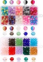 QUEFE 400pcs 8mm Glass Beads for Jewelry Making Bracelets Including 200pcs Facet... - Image 2
