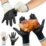Raxwell BBQ Gloves - 6 Heat Resistant Cotton Liners + 100 Nitrile Food Prep Glov... - Image 2