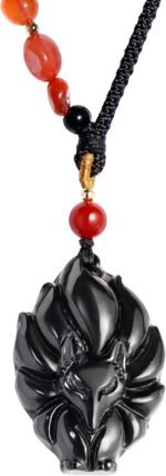 Red Agate/Black Obsidian Fox Dainty Necklaces for Women Crystals and Gemstones A... - Image 2