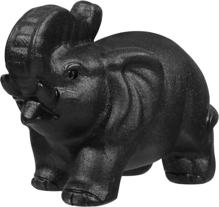 SUNYIK Black Obsidian Asian Walking Elephant Pocket Statue Carved Stone Animal F... - Image 2