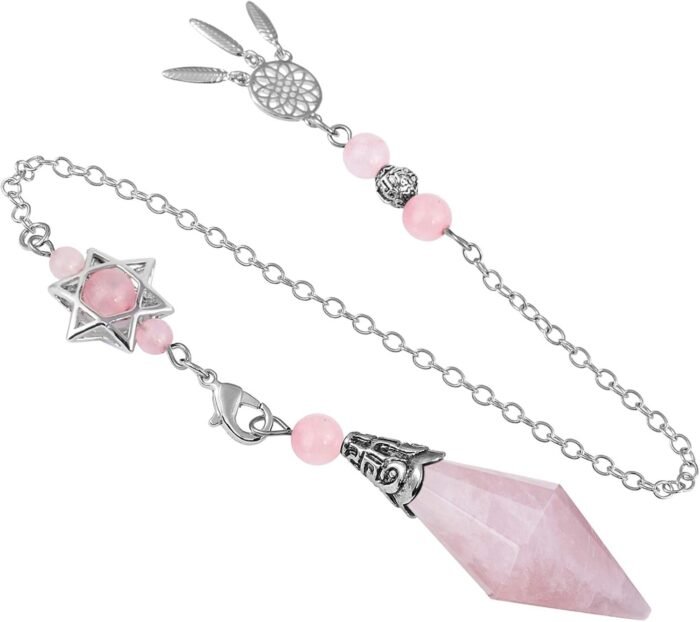 SUNYIK Faceted Healing Crystal Point Pendulum for Divination Pointed Quartz Ston... - Image 2