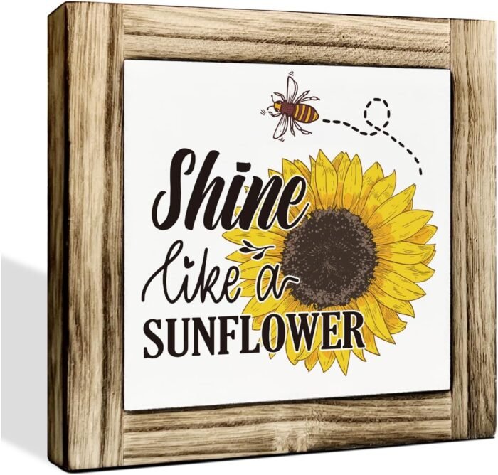 Shine Like A Sunflower Sign, Summer Decor Sign, Decorative Plaque Box Sign, Insp... - Image 2