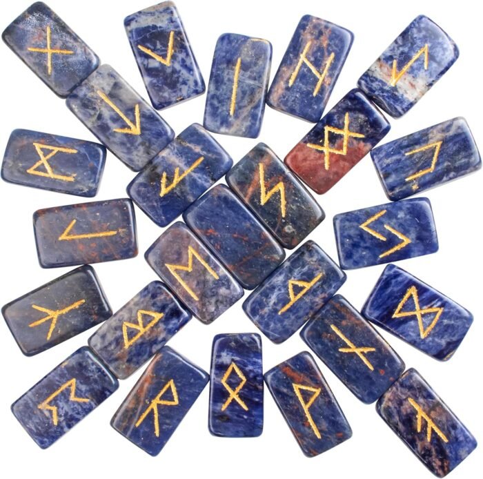 Sodalite Rune Stones Set - Polished Stone Elder Futhark Witchcraft Supplies Gems... - Image 2