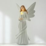 Starryfill 12.2inch Tall Angel Figurine Holds Candle with Timer, Battery Powered... - Image 2