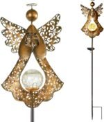 Starryfill Angel Stake Solar Lights with Crackle Glass Globe Waterproof Warm Whi... - Image 2
