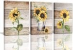 Sunflower Canvas Art Wall Decor - Watercolor Bathroom and Kitchen Artwork - Rust... - Image 2