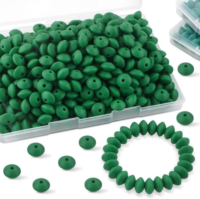 Sunrony 200Pcs Silicone Lentil Beads for Keychain Making, Bulk 12mm Silicone Aba... - Image 2