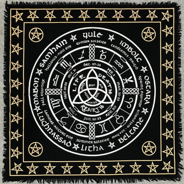 THE ART BOX Altar Cloth Tarot Cards Table Napkins Witchcraft Supplies Black Gold... - Image 2