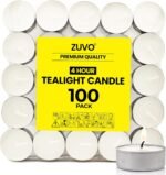 Tea Lights Candles 4 Hour Burn (100 Pack) - White Lights - 1.5"W x 1"H Smokeless... - Image 2