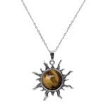 Tiger Eye Necklace, Natural Tiger Eye Stone Sun Pendant Necklace, Handmade Heali... - Image 2