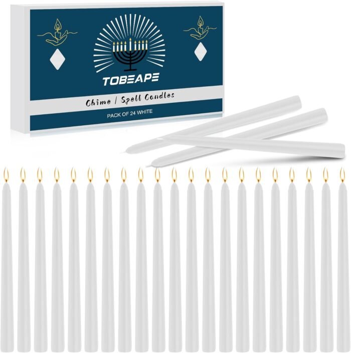 Tobeape 24 Pack 10" Tall White Taper Candles, Dripless Unscented White Candlesti... - Image 2