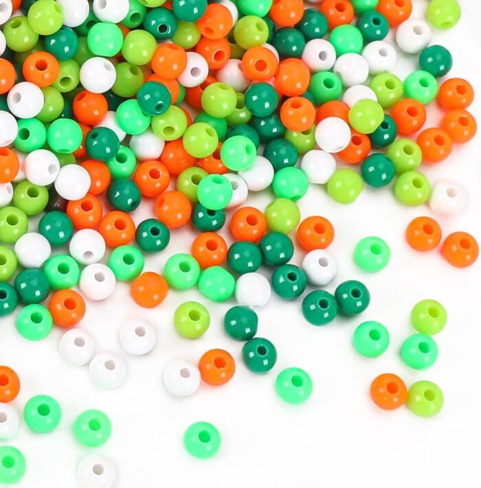 UPINS St. Patrick's Day Beads,1000 Pcs 6mm Green Spacer Beads Round Plastic Craf... - Image 2