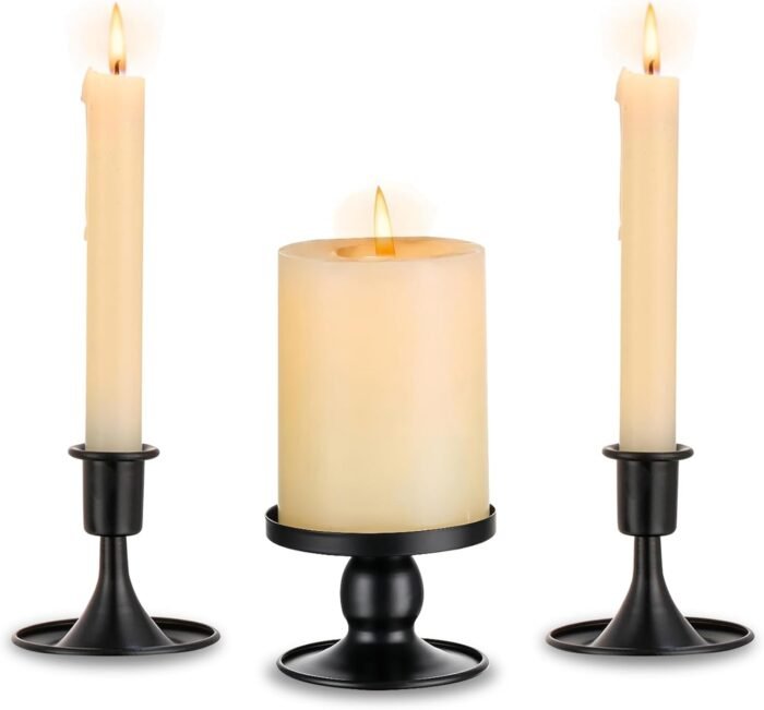 Unity Candle Holder - Black Unity Candle Holders for Weddings, Metal Black Unity... - Image 2