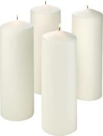 Unscented Pillar Candles - Set of 4 White Pillar Candles - 3x6 Slow Burning Larg... - Image 2