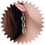 Vintage Metal Cowrie Drop Earrings Puka Shell Dangle Earrings Long Shell Hook Ea... - Image 2