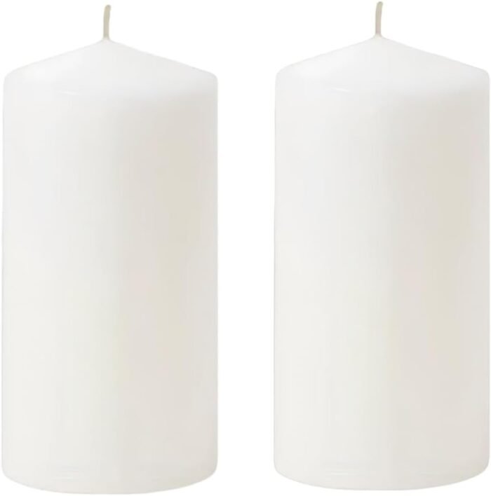 White Pillar Candle Set - 2 Unscented Decorative,Parties, Large Candles, White C... - Image 2