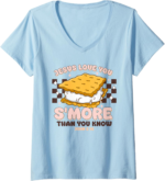 Womens Camping Smore Jesus Loves You John Christian Women Groovy V-Neck T-Shirt - Image 2