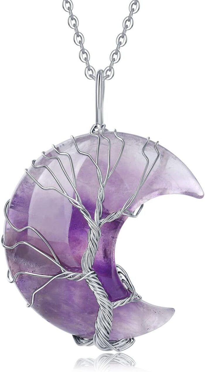 XIANNVXI Necklaces for Women Crescent Moon Pendant Necklace Tree of Life Wire Wr... - Image 2