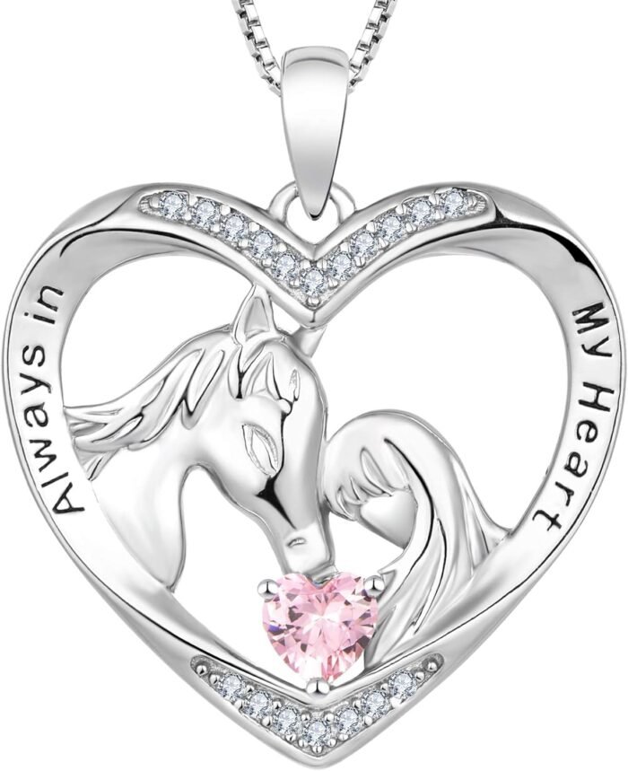 YL Horse Necklace 925 Sterling Silver Heart Pendant Animals Jewelry for Women - Image 2