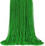 ZYFLSQ 100 Pcs 33" 7mm Metallic Green Beads Necklaces, Bulk Mardi Gras St. Partr... - Image 2