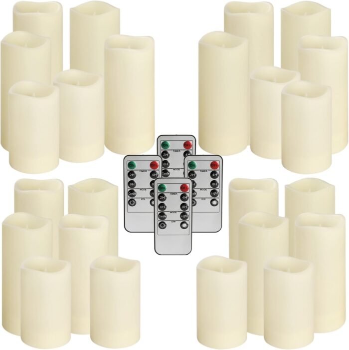 Set of 24 Waterproof Outdoor Flameless Candles, LED Candles with 4 Remote and Ti... - Image 6
