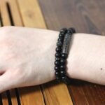 Blak Obsidian Bracelet, Handmade Beaded 8MM Crystal Beads,Adjustable Stretch Bra... - Image 4