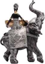 African Design Silver African Elephant and Tribal Lady Figurines with Tribal Tot... - Image 5