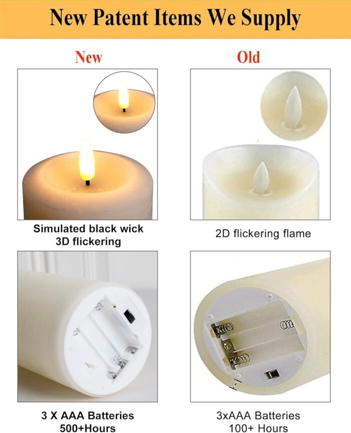 ANGELLOONG Battery Powered Candles with Remote, Real Wax Electric Flameless Cand... - Image 4