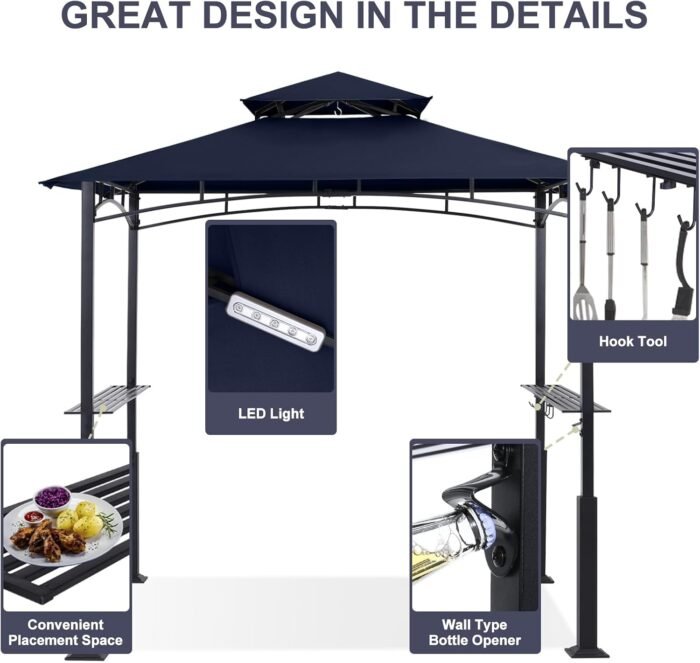 ABCCANOPY 8x5 Grill Gazebo - Outdoor BBQ Canopy Shelter with Led Light for Patio... - Image 4