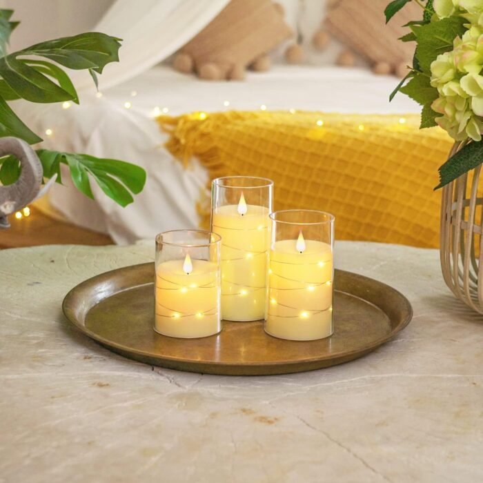 Homemory Flickering Flameless Candles with String Lights, Battery Operated Candl... - Image 9