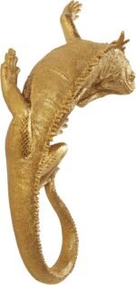 Deco 79 Polystone Lizard Textured Climbing Wall Decor, 17" x 10" x 5", Gold - Image 5