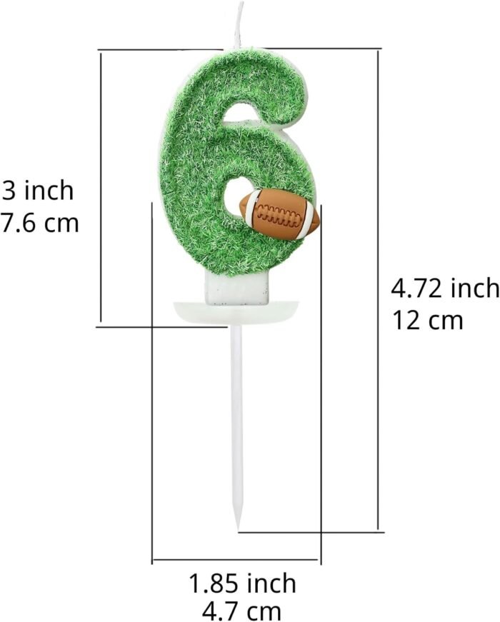 Football Birthday Number Candles for Cake Green Number 12 Candle Football Cake T... - Image 3