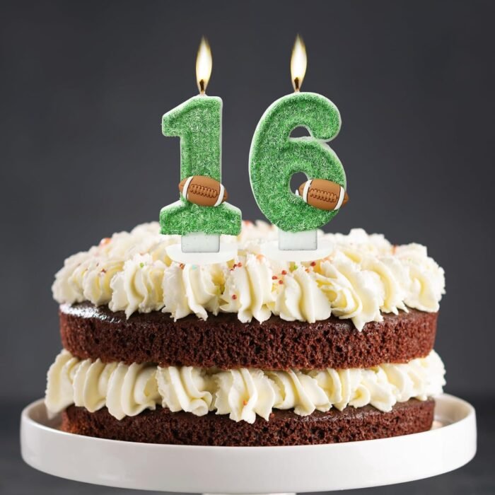 Football Birthday Number Candles for Cake Green Number 12 Candle Football Cake T... - Image 5