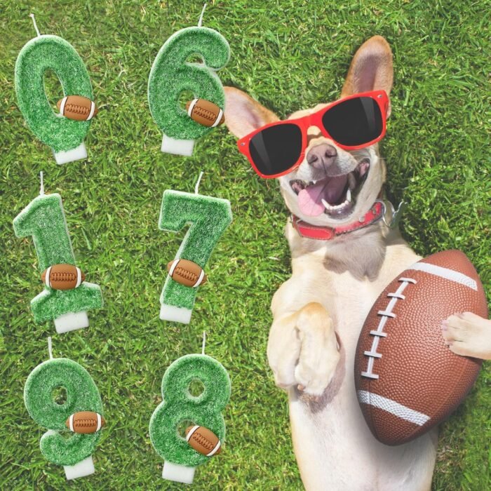 Football Birthday Number Candles for Cake Green Number 12 Candle Football Cake T... - Image 6